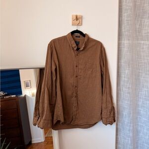 J. Crew Brushed Twill Brown Button-Down Shirt
